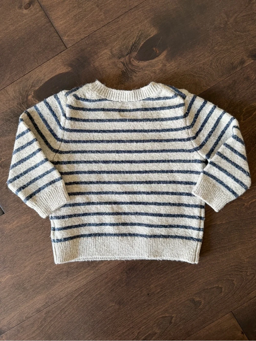 GAP Gray Crewneck Sweater with Navy Stripes